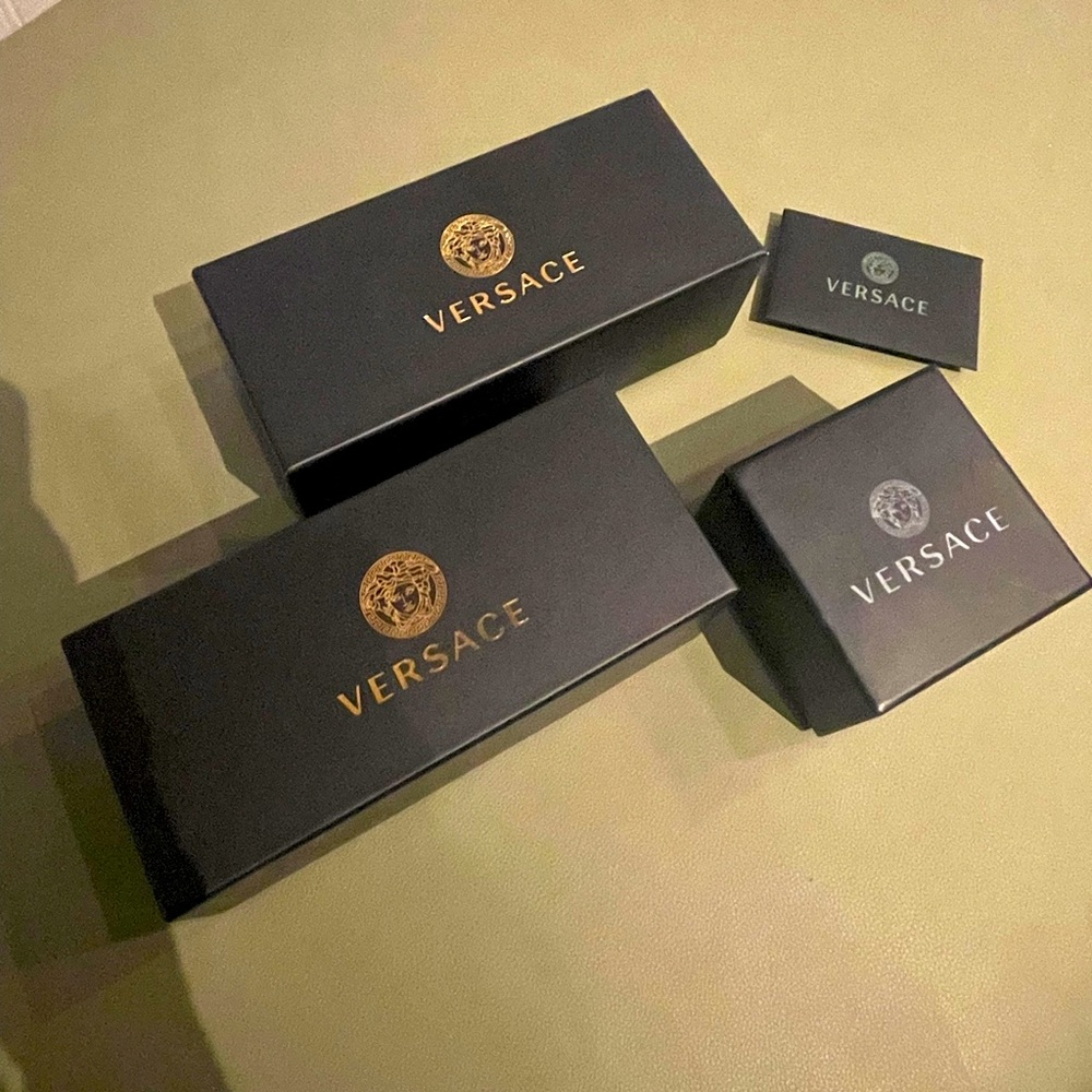 Set of VERSACE sunglass and jewelry box with envelope